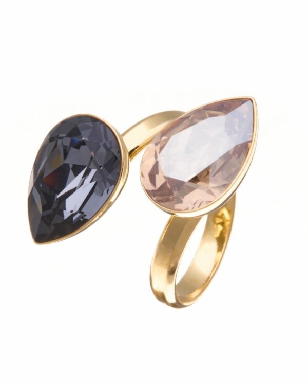Crystal Golden Shadow & Crystal Silver Night Ring - Elegant jewelry featuring shimmering crystals